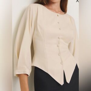 Reformation Cream Button-Up Blouse